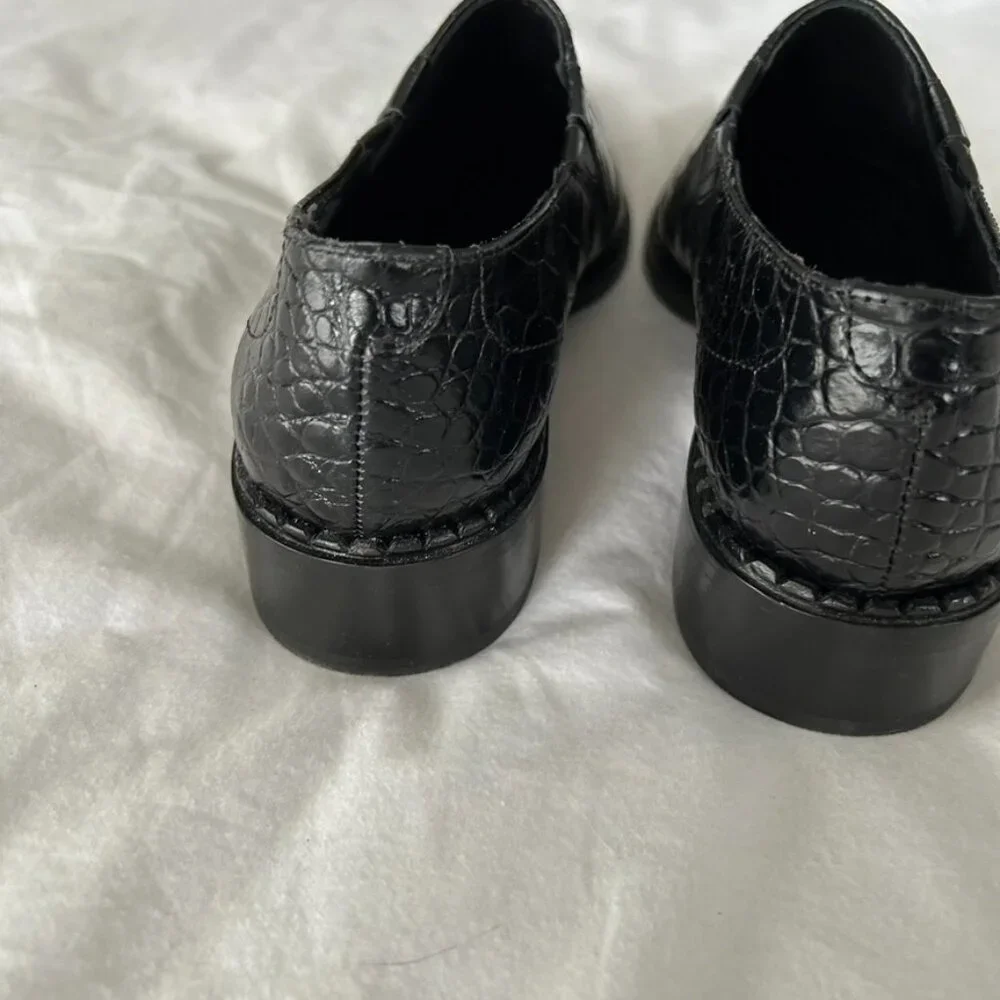 Vince Leather Croc Loafers 7.5